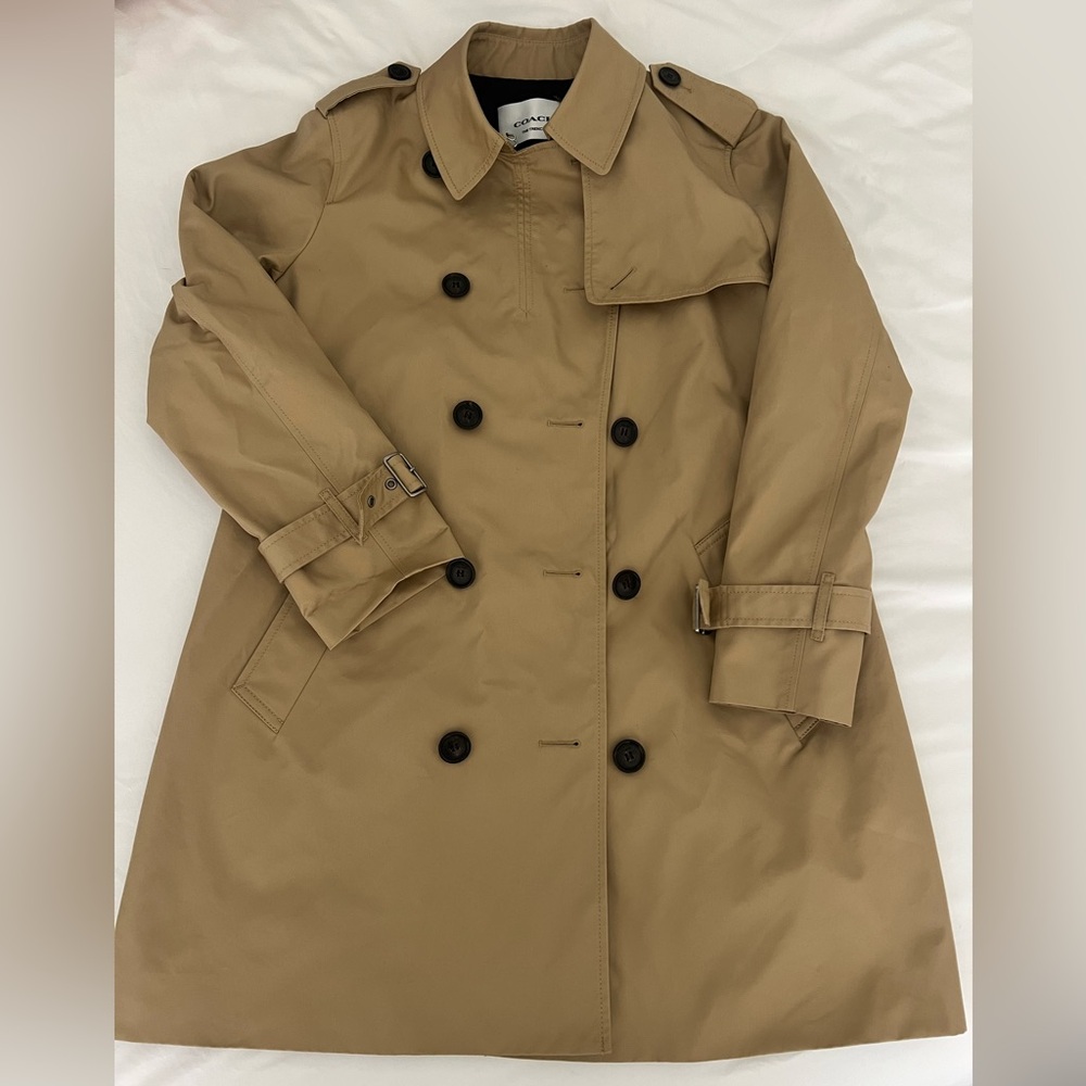 Coach Tan Double-Breasted Trench Coat